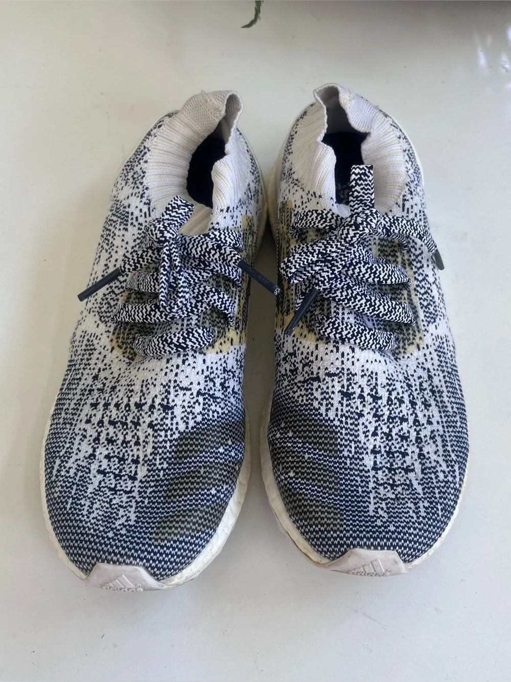 Adidas UltraBoost Uncaged Non Dyed Shoe Sock Sneaker PrimeKnit Mens 8.5 Wht Navy